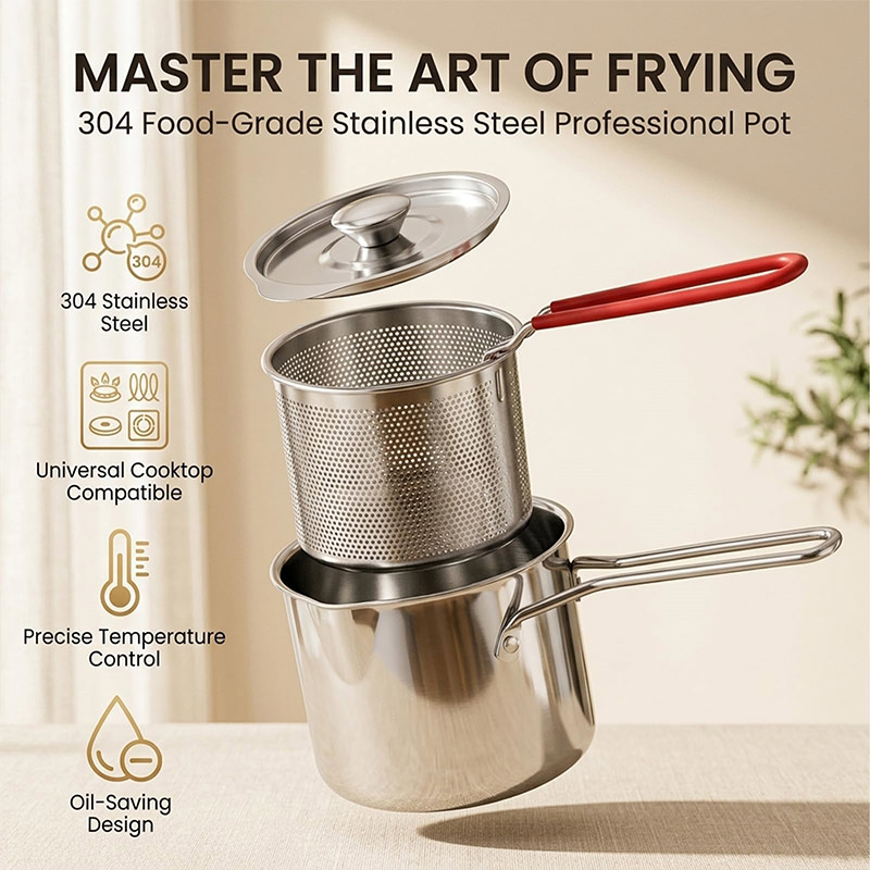 Mini Deep Fry Pot 304 Stainles - Home Cooking Oil Filter ulasan dan harga