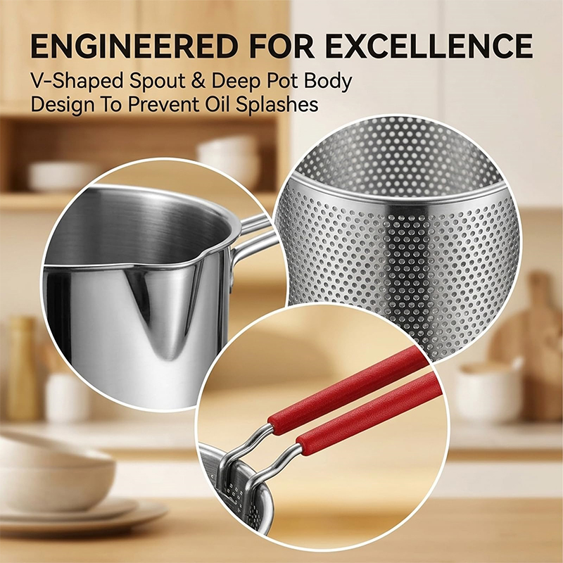 Mini Deep Fry Pot 304 Stainles - Home Cooking Oil Filter ulasan dan harga