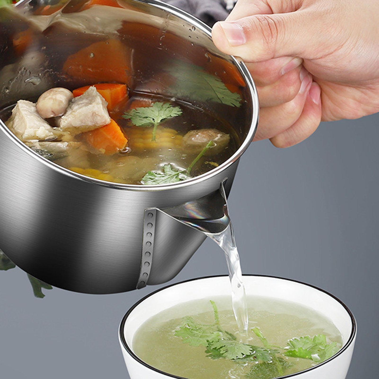 Stainless Steel Soup Bowl Grav - Home Cooking Oil Filter ulasan dan harga