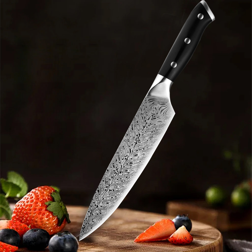 Damascus pattern kitchen knife - Wok Carbon Steel ulasan dan harga
