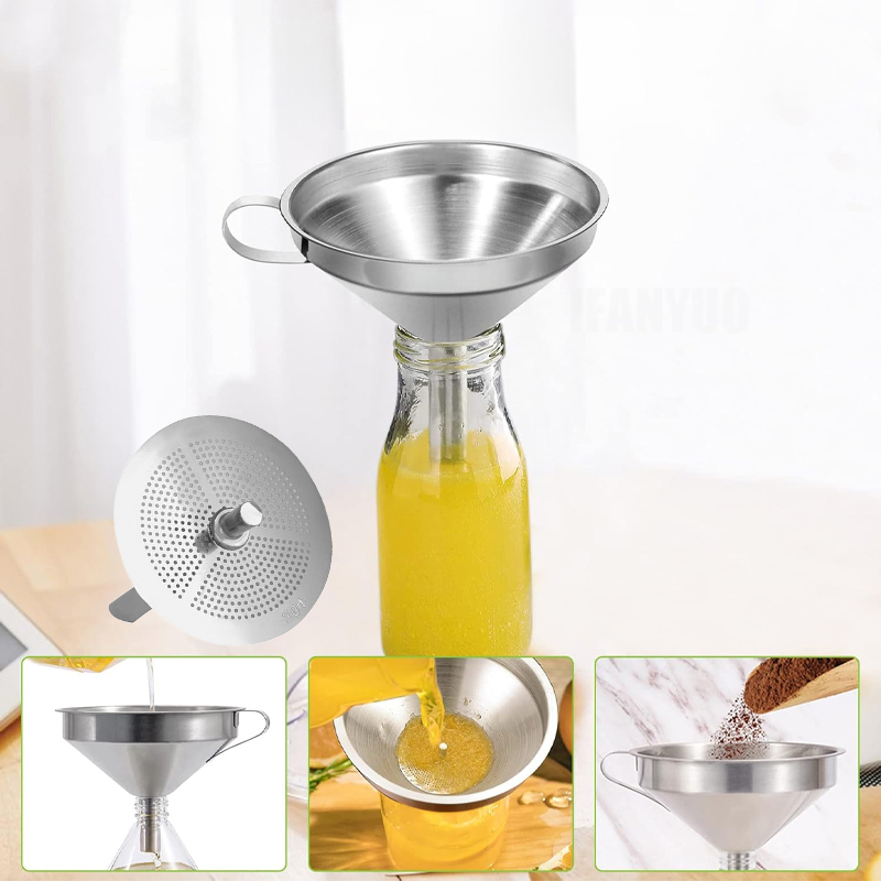 Stainless Steel Funnel Set Mul - Home Cooking Oil Filter ulasan dan harga
