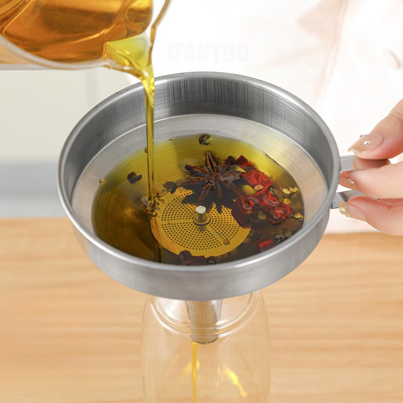 Stainless Steel Funnel Set Mul - Home Cooking Oil Filter ulasan dan harga