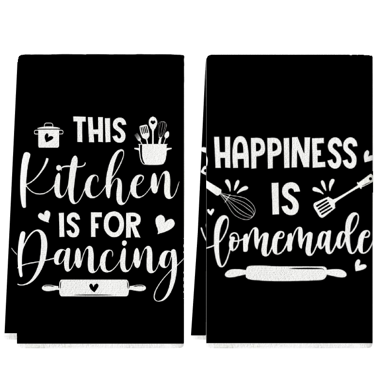 2Pcs, Kitchen Towels with Fun  - Home Cooking On ulasan dan harga